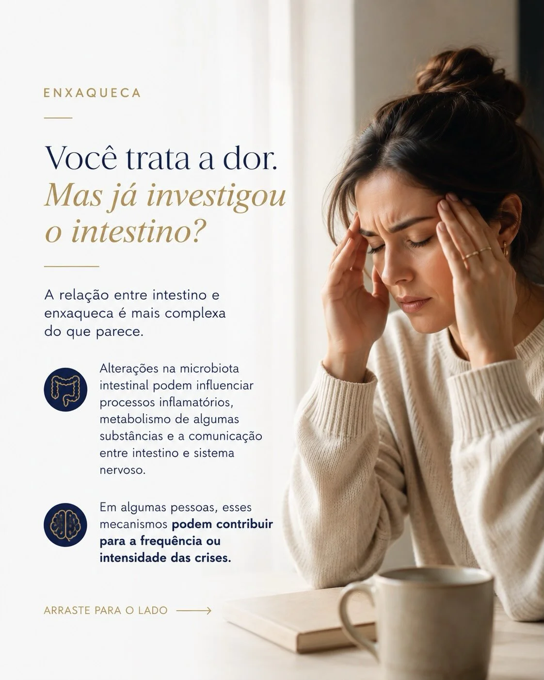 Relação entre enxaqueca e intestino — como a microbiota pode influenciar crises de dor de cabeça