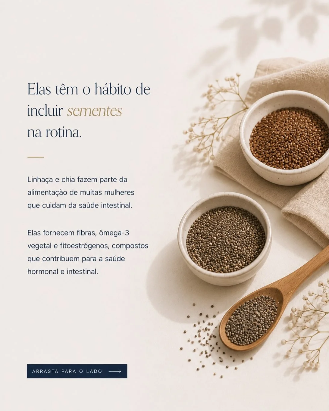 Sementes de linhaça e chia para desinchar a barriga