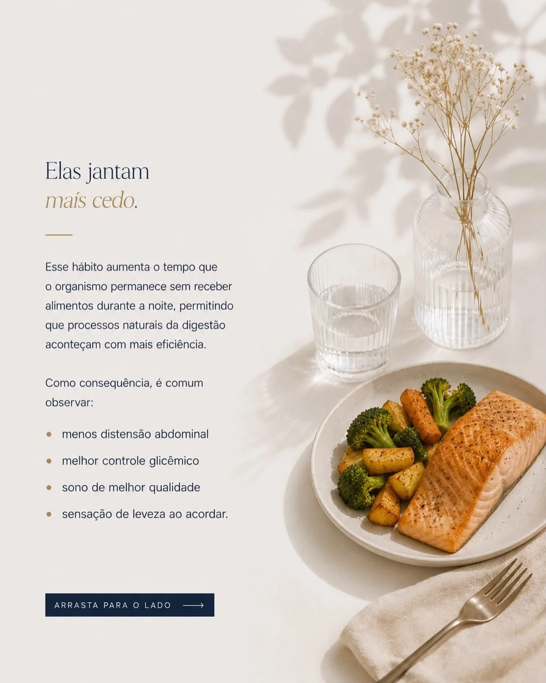 Jantar mais cedo com salmão e brócolis para desinchar a barriga