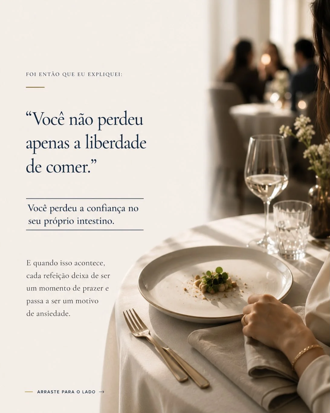 Nutricionista explica que quem tem Crohn perde a confiança no intestino, não só a liberdade de comer