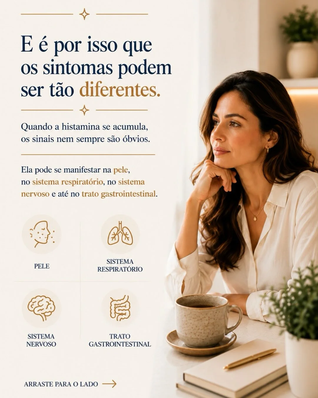 Sintomas do excesso de histamina afetam pele, sistema respiratório, sistema nervoso e trato gastrointestinal