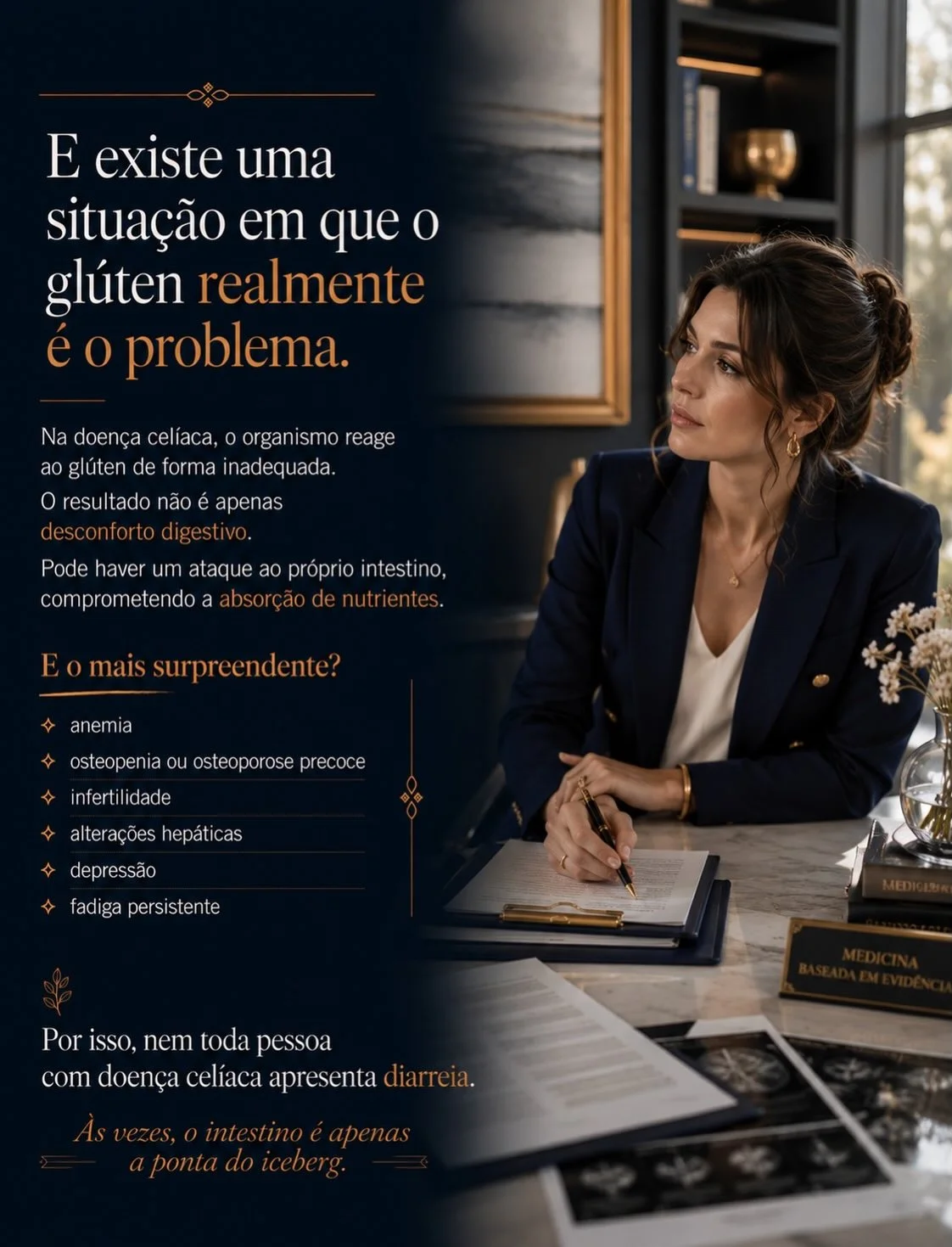 Doença celíaca: condição autoimune em que o glúten causa dano intestinal real, com sintomas além da diarreia