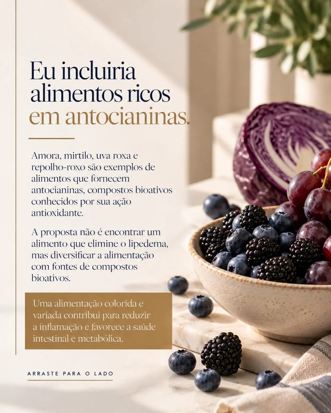Alimentos ricos em antocianinas para lipedema: amora, mirtilo, uva roxa e repolho-roxo