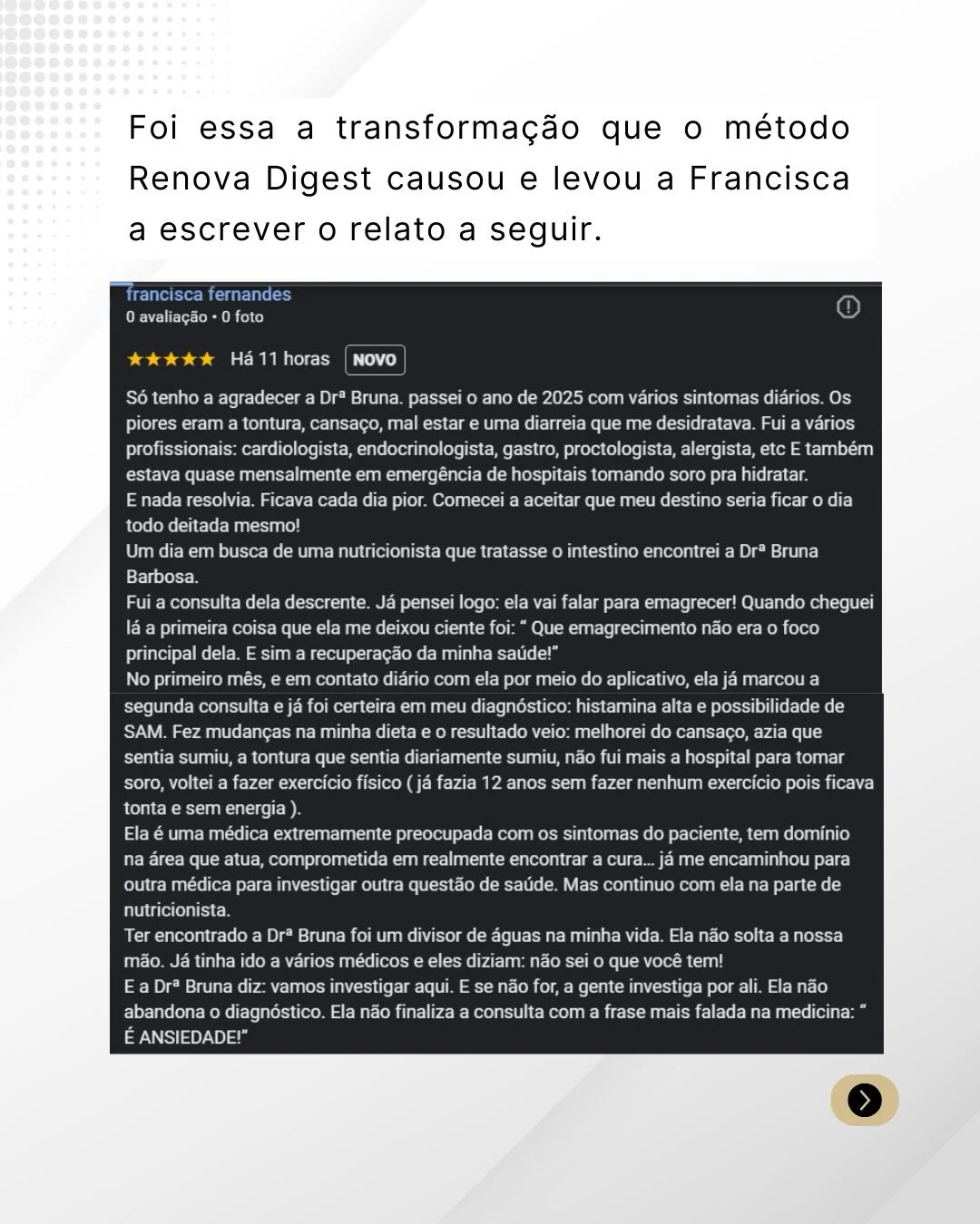 Depoimento da Francisca Fernandes: transformação com o Renova Digest e diagnóstico de SAM