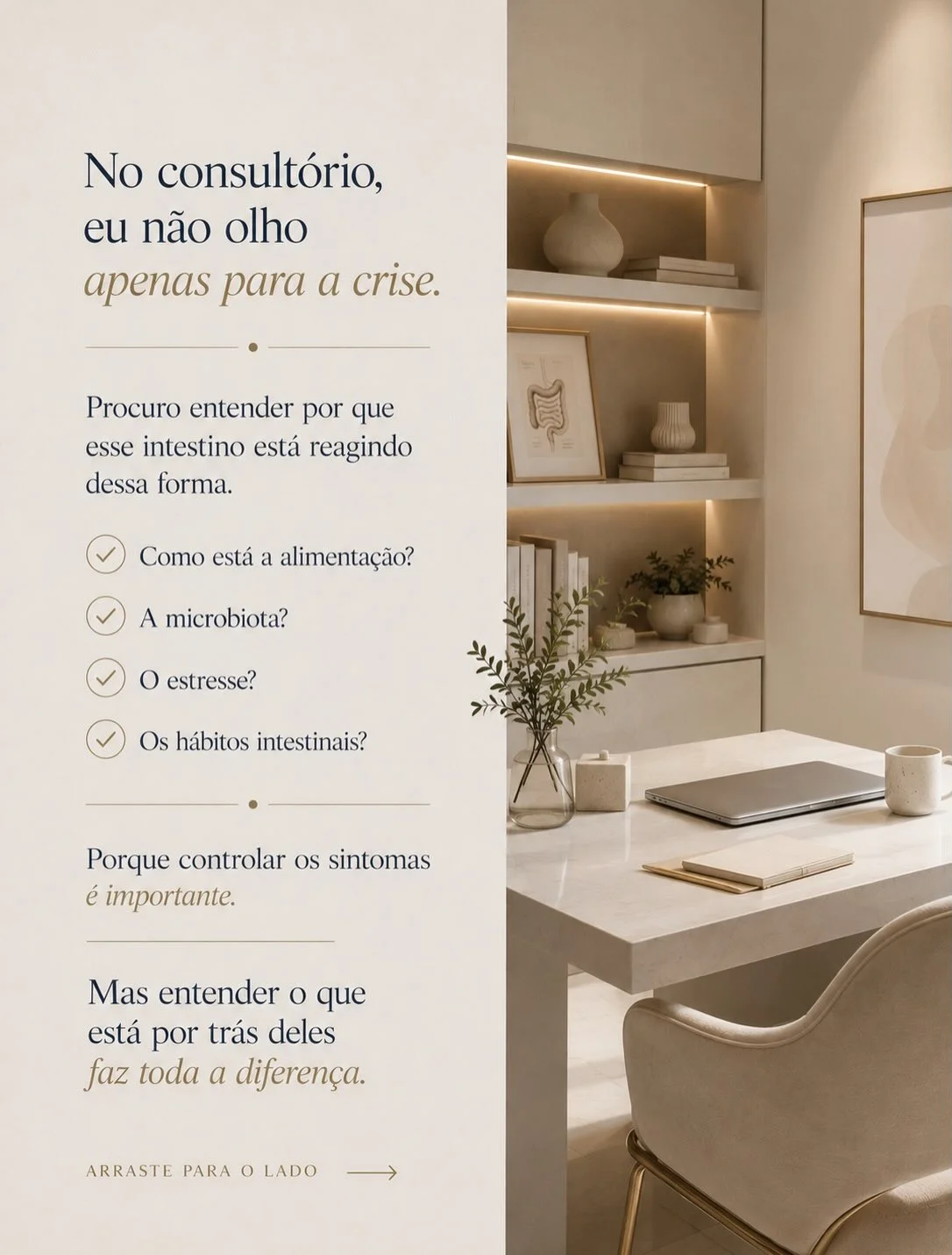 No consultório da Dra. Bruna Barbosa: investigar alimentação, microbiota, estresse e hábitos intestinais para tratar SII-M além do controle dos sintomas
