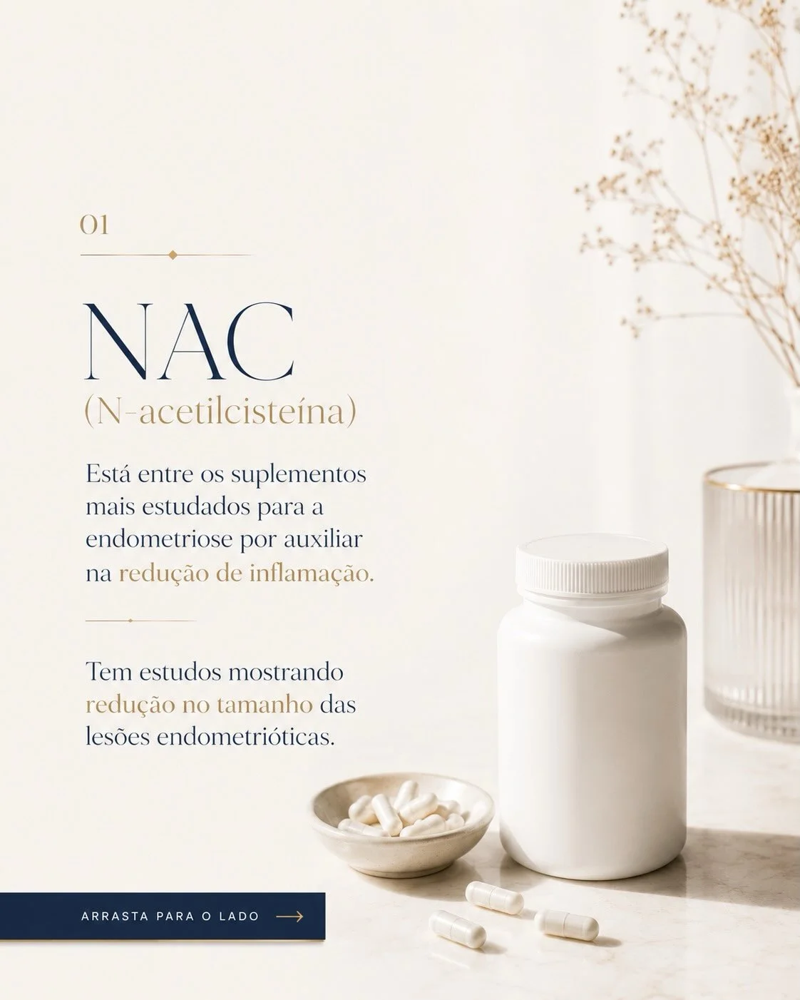NAC N-acetilcisteína: suplemento estudado para reduzir inflamação e lesões na endometriose