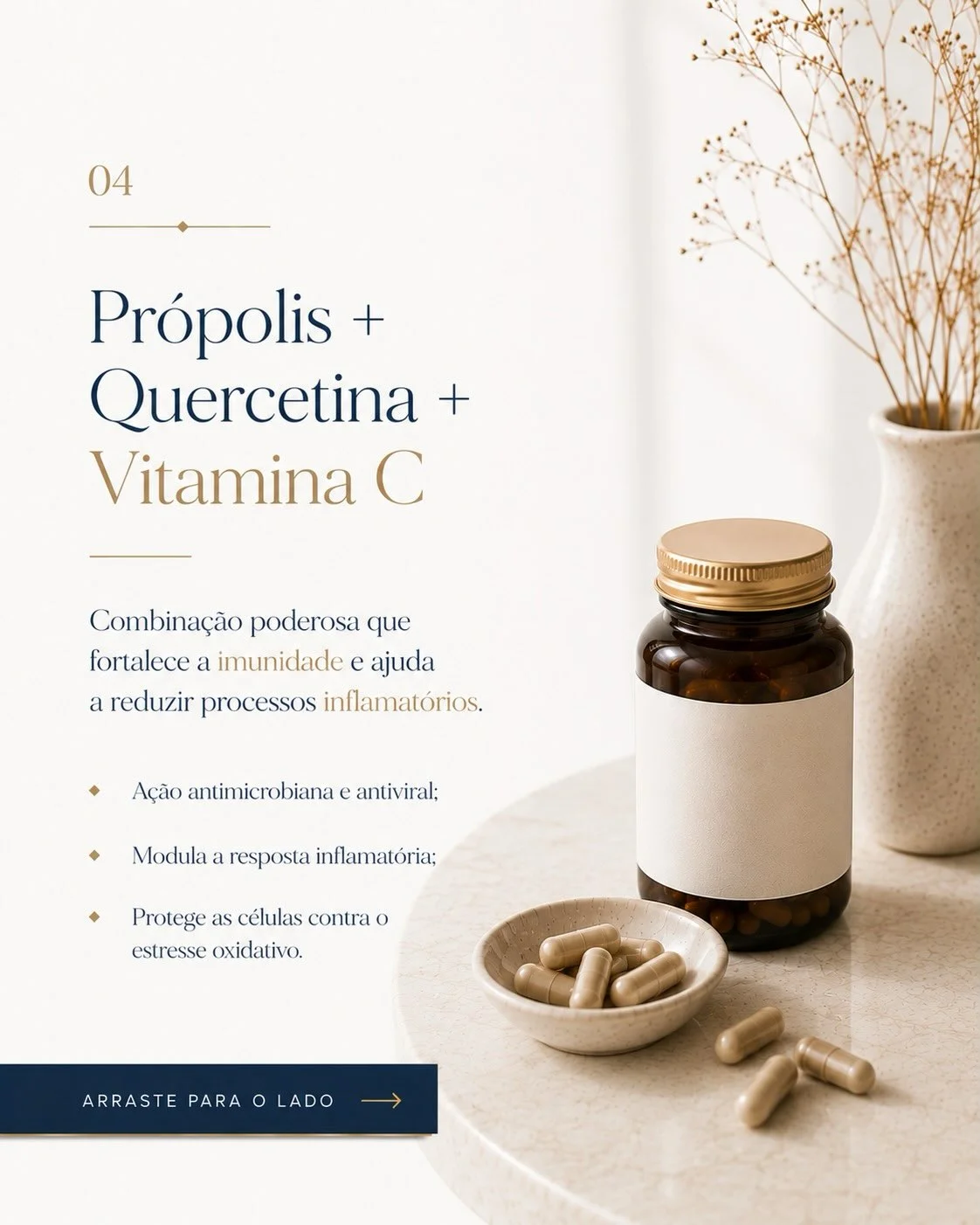 Própolis quercetina e vitamina C combinados para reduzir inflamação na endometriose