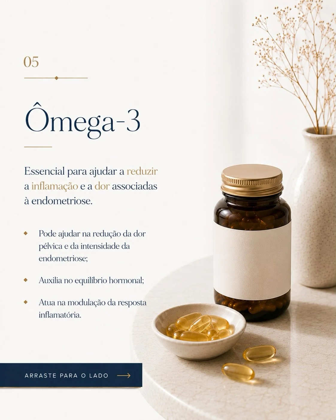 Ômega-3 para endometriose: reduz dor pélvica, inflamação e auxilia no equilíbrio hormonal